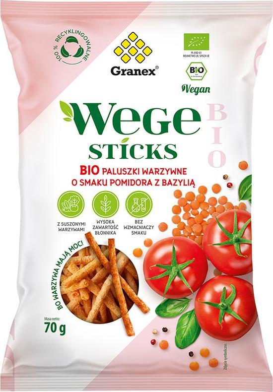 Granex Paluszki warzywne Pomidor z bazylią BIO 70 g 1