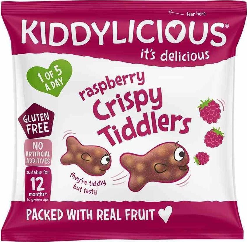 Kiddylicious Chrupiące owocożelki malinowe w kształcie rybki Kiddylicious, 12g 1