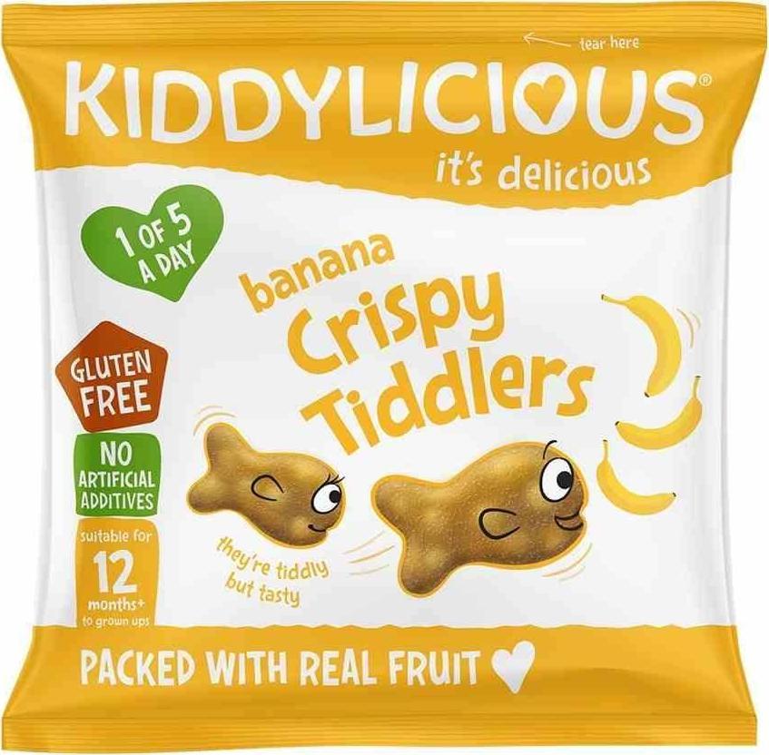 Kiddylicious Chrupiące owocożelki bananowe w kształcie rybki Kiddylicious, 12g 1