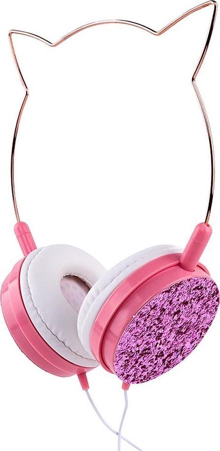 Słuchawki Partner Tele.com Słuchawki nagłowne CAT EAR model YLFS-22 Jack 3,5mm różowe 1