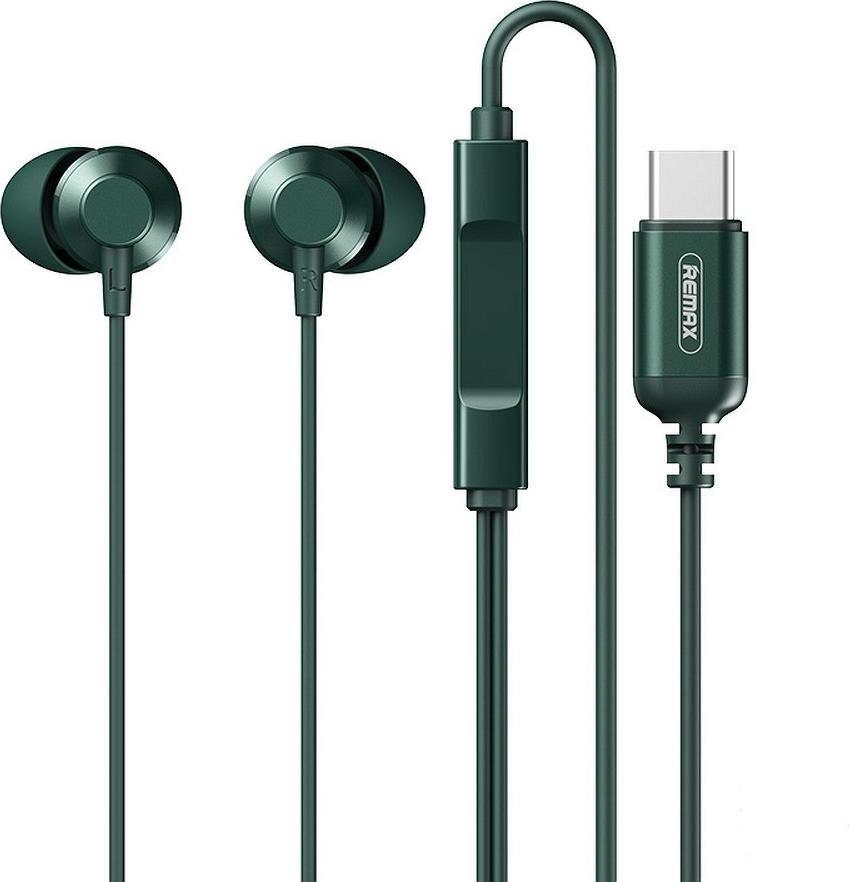 Słuchawki Partner Tele.com REMAX zestaw słuchawkowy / słuchawki dokanałowe Typ C Metal Wired RM-C512 zielone 1