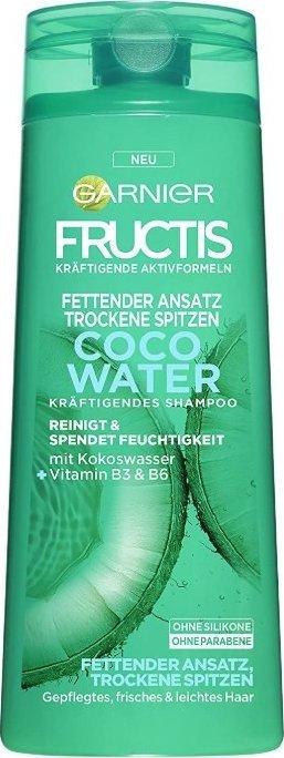 Garnier (DE) Garnier Fructis, Szampon Woda Kokosowa do tłustych włosów i suchych końcówek, nawilżający, 250ml (PRODUKT Z NIEMIEC) 1