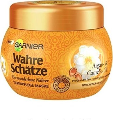 Garnier (DE) Garnier True Treasures Argan & Camelia Oil Deep Care Mask, zabieg na włosy z olejkiem arganowym, pielęgnacja włosów suchych, 300ml (PRODUKT Z NIE 1