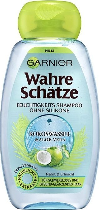Garnier (DE) Garnier True Treasures Moisture, Szampon Woda kokosowa i Aloes, odżywia, odświeża i nawilża bez obciążeń, 250ml (PRODUKT Z NIEMIEC) 1