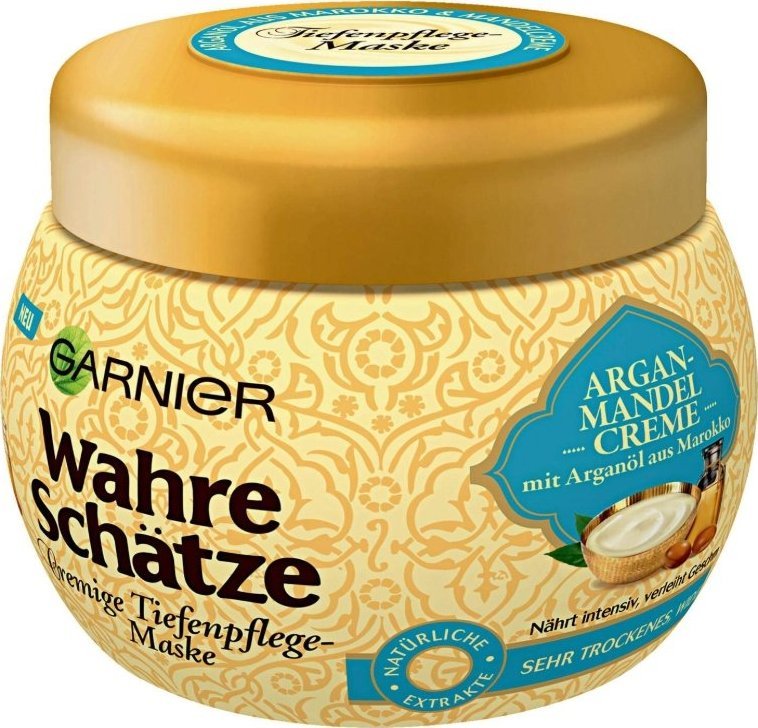Garnier (DE) Garnier True Treasures, Kremowa maska ??do głębokiej pielęgnacji, zabieg na włosy z olejem arganowym z Maroka, pielęgnacja włosów suchych, 300ml 1