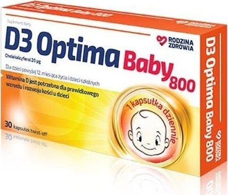 Silesian Pharma Rodzina Zdrowia D3 Optima Baby 800 30 kapsułek twist-off - Długi termin ważności! 1