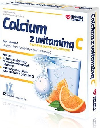 Silesian Pharma Rodzina Zdrowia Calcium z witaminą C 12 tabletek musujących - Długi termin ważności! 1