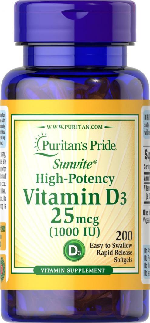 Puritans Pride Puritan's Pride Witamina D3 1000 IU - 200 kapsułek 1