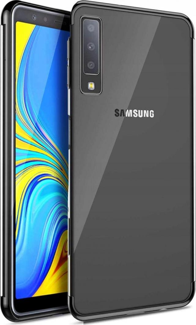 Silikonowe przezroczyste etui z ramką Samsung Galaxy A7 2018 czarne 1