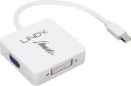 Adapter AV Lindy DisplayPort Mini - HDMI - VGA - DVI-I biały (41035)