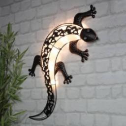 Kinkiet HI Solarna lampa ścienna LED do ogrodu, w kształcie gekona