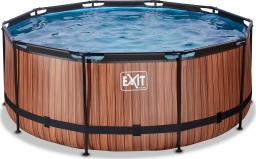  Exit Exit Toys Wood Pool, Frame Pool O 360x122cm, swimming pool (brown, with filter pump)