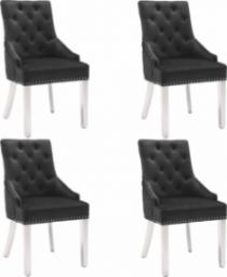  vidaXL Krzesła stołowe, 4 szt., czarne, obite aksamitem