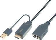 Kabel USB M-CAB USB-A - USB-A + HDMI 0.3 m Szary (6060013)