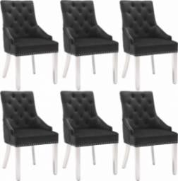  vidaXL Krzesła stołowe, 6 szt., czarne, obite aksamitem
