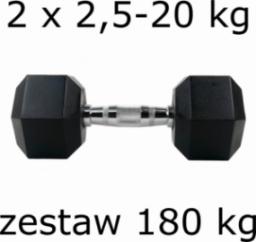  UnderFit hantle Hex gumowane 2 x 2,5-20 kg (180 kg)