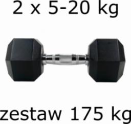  UnderFit hantle Hex gumowane 2 x 5-20 kg (175 kg)