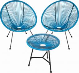  Tectake Zestaw 2 krzeseł ze stolikiem - Santana - niebieski