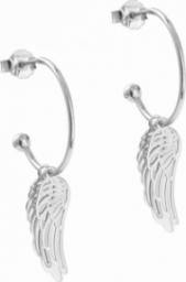  Silver & Gems Srebrne kolczyki kółka skrzydło anioła