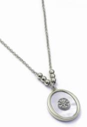 Silver & Gems Srebrny naszyjnik z masą perłową owalny