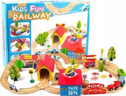 LeanToys Tor samochodowy Kolejka, autka, drzewa, budynki, helikopter (9835-uniw)