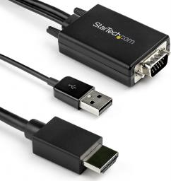 Kabel StarTech HDMI - D-Sub (VGA) + USB-A 2m czarny (VGA2HDMM2M)