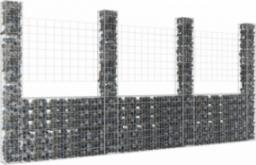 vidaXL Ogrodzenie gabionowe z 4 słupkami, żelazo, 380x20x200 cm!