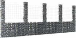 vidaXL Ogrodzenie gabionowe z 5 słupkami, żelazo, 500x20x200 cm!