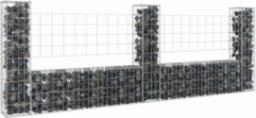 vidaXL Ogrodzenie gabionowe z 3 słupkami, żelazo, 260x20x100 cm