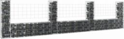 vidaXL Ogrodzenie gabionowe z 4 słupkami, żelazo, 380x20x100 cm!