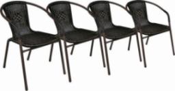  Garthen Komplet 4 x krzesła ogrodowe Garth rattanowe - czarne z brązową strukturą