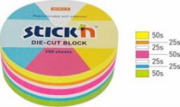  Stickn Notes koło, 67x67mm, mix 5 kol. neon+biały, 250kart. Stick"n 21830