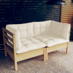  vidaXL vidaXL 2-osobowa sofa ogrodowa z kremowymi poduszkami, drewno sosnowe