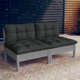  vidaXL vidaXL 2-osobowa sofa ogrodowa z antracytowymi poduszkami, sosnowa