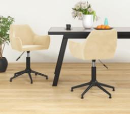  vidaXL Obrotowe krzesła stołowe, 2 szt., kremowe, aksamitne