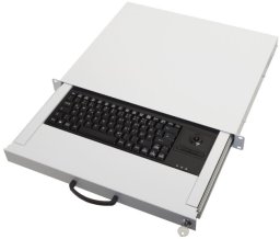 TecLine 19'' Shelf for Keyboard with Keyboard and Track Ball for mounting to 2 vertical rails, 1 U, light grey RAL 7035 - 17000123
