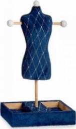  Gift Decor Szkatułka na nóżkach Niebieski Romby Aksamit Drewno (12 x 40 x 24 cm)