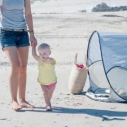 DERYAN DERYAN Namiot plażowy typu pop-up z moskitierą, 120x90x80 cm, błękitny