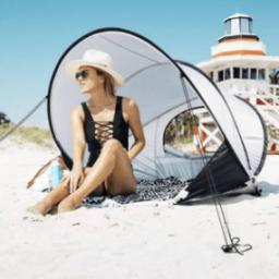 DERYAN DERYAN Namiot plażowy pop-up XXL, 155x133x95 cm, srebrny