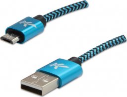 Kabel USB Logo USB-A - microUSB 2 m Czarno-niebieski