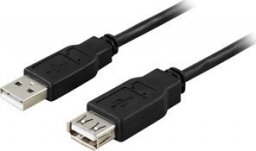 Kabel USB Deltaco USB-A - USB-A 3 m Czarny (USB2-13S)
