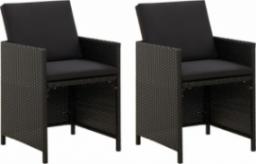  vidaXL vidaXL Krzesła ogrodowe z poduszkami, 2 szt., polirattan, czarne