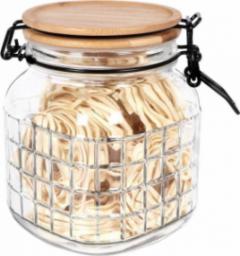  Excellent Houseware Słoik pojemnik kuchenny szklany z pokrywką bambusową patentowy z klipsem szczelny z uszczelką 1,1 l