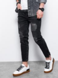  Ombre Spodnie męskie jeansowe - czarne P1028 L