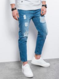  Ombre Spodnie męskie jeansowe - indygo P1028 L