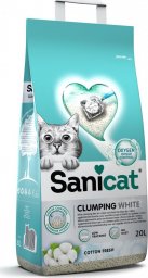 Żwirek dla kota Sanicat Clumping White, żwirek, dla kotów, bentonit, cotton fresh, 20L, zbrylający