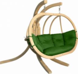  Grillbox Podwójny fotel wiszący drewniany ogrodowy ze stelażem - zielony