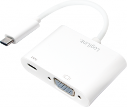 Adapter USB LogiLink USB-C - VGA + USB-C Biały  (UA0259)