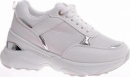  Wiązane białe sneakersy na koturnie /D5-3 11417 W498/ 39