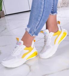  Pantofelek24 Białe żółte buty sportowe /D8-2 11521 T297/ 36